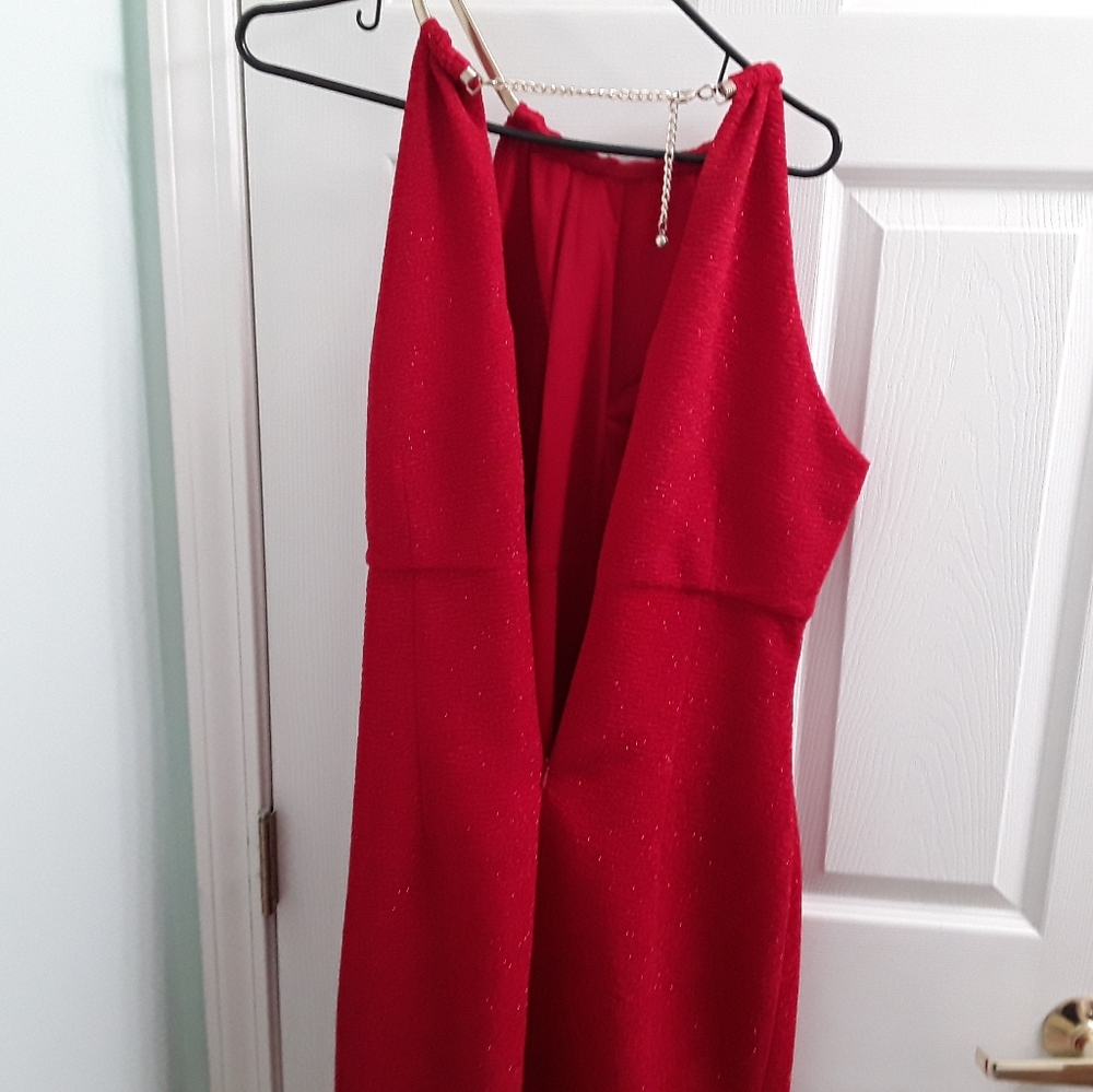 Eliza J Red Sparkle Sleeveless Party Cocktail Dress - Picture 3 of 9